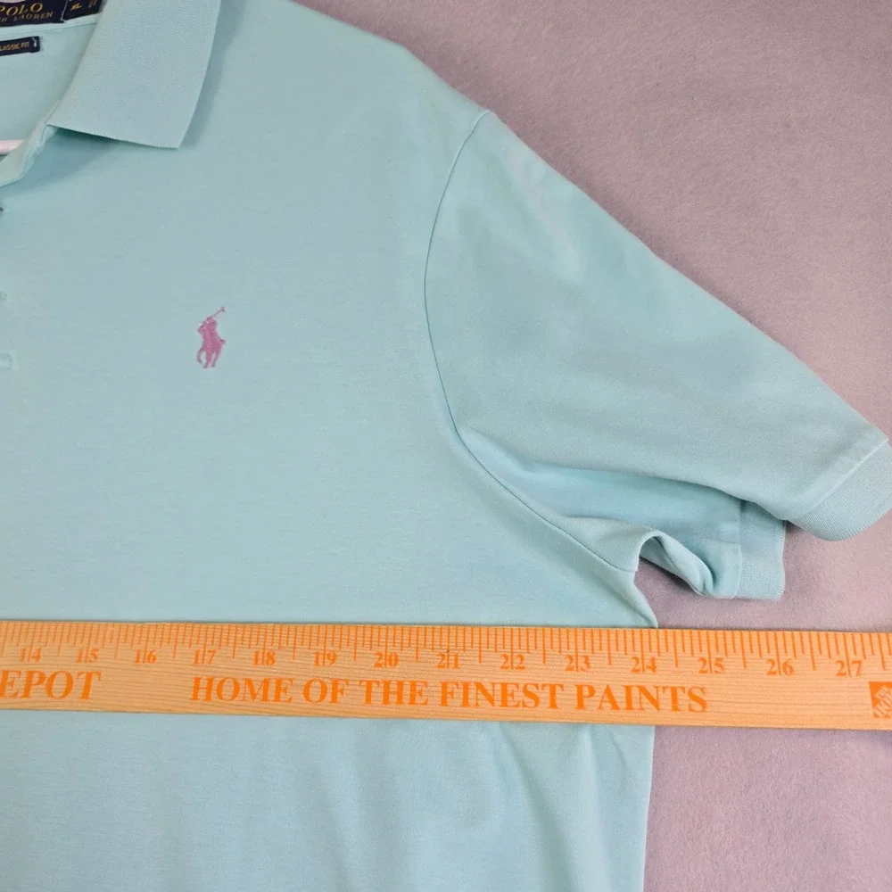Polo Ralph Lauren Polo Shirt‎ Mens XL Mint Green Classic Fit Purple Pony Cotton
